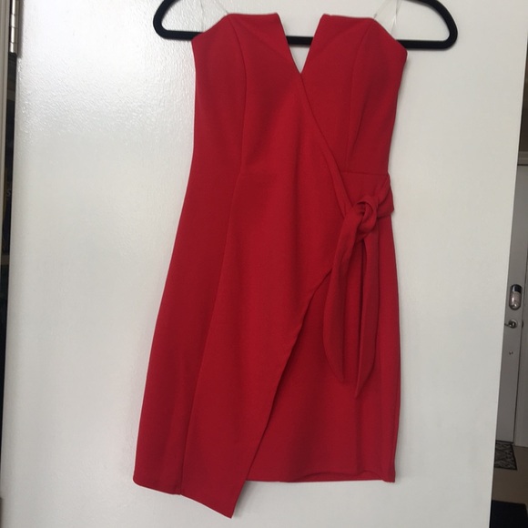 Dresses & Skirts - Red strapless wrap dress